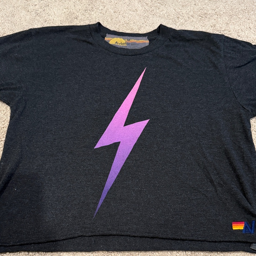 Aviator Nation Bolt Cropped Tshirt